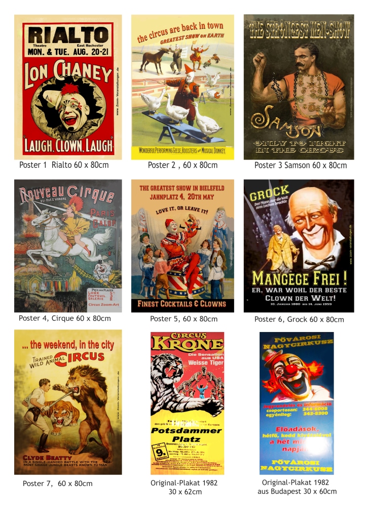 Zirkusplakate,und Poster Set, von 1956 - 2000,  div.Größen 10 Stck